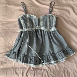 Peplum Babydoll Laced Sleeveless Top Size Medium